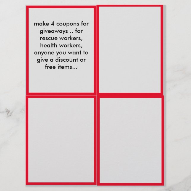 Lámina cupones promocionales para su negocio (Anverso)