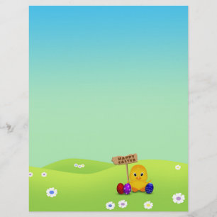 Lámina Cura Feliz Pascua, bebé polluelo