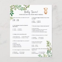 Lámina Curiosidades de Bebé Oso | Juego de Baby Shower