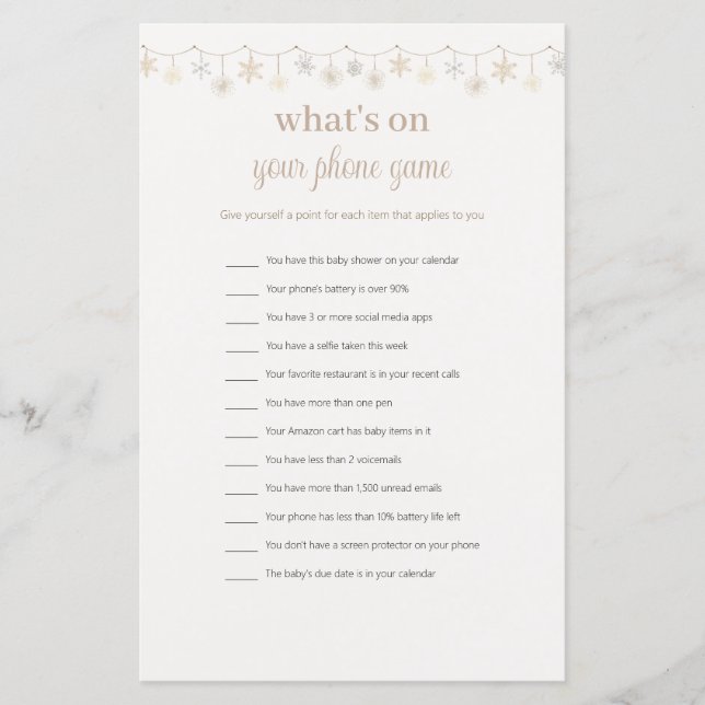 Lámina Curioso qué hay en tu juego de Baby Shower para te (Anverso)