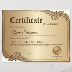 Lámina Curso de diploma de certificado de participación