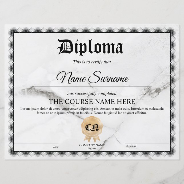 Lámina Curso de diploma de certificado de participación (Anverso)