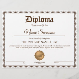 Lámina Curso de diploma de certificado de participación