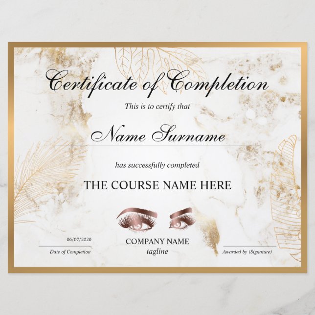 Lámina Curso de entrega de certificados de finalización (Anverso)