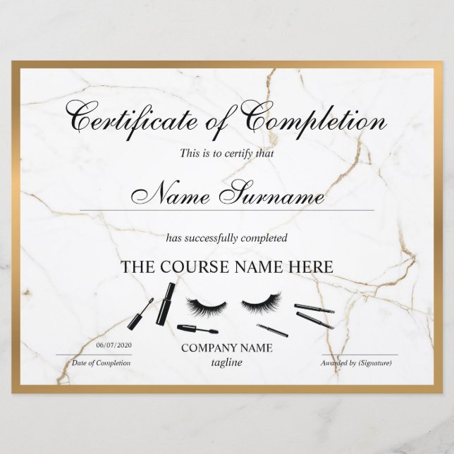 Lámina Curso de entrega de certificados de finalización (Anverso)