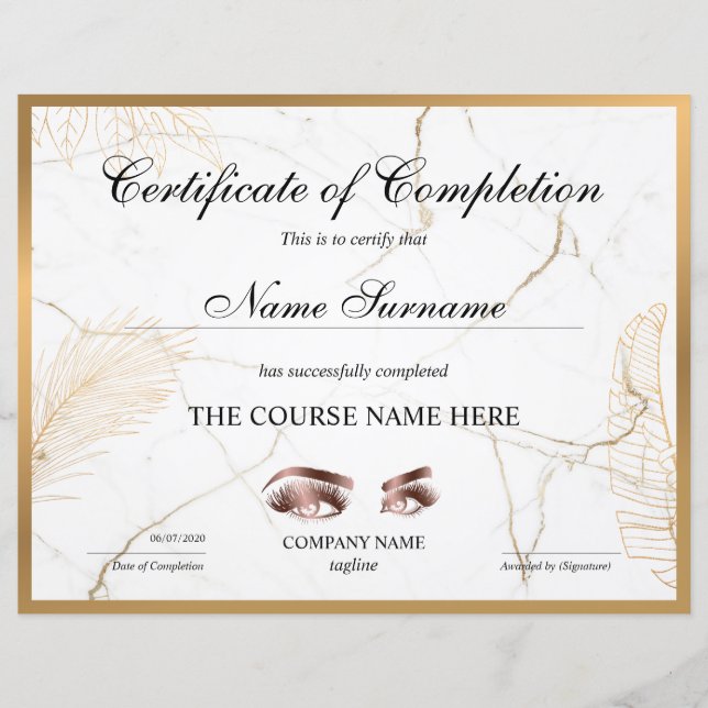 Lámina Curso de entrega de certificados de finalización (Anverso)