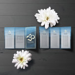 Lámina Curso de Meditación de Yoga Studio Instructor OM R<br><div class="desc">Yoga Fitness Studio / Instructor de Meditación / entrenador personal / entrenador de vida / Healer / Reiki Master / Massage Therapy Tri-Fold Brochures Template - Modern Faux Relieve metalizado dorado Om Symbol en el fondo del patrón de onda azul oscuro.</div>