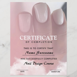 Lámina Curso de Nail de Certificado de Finalización