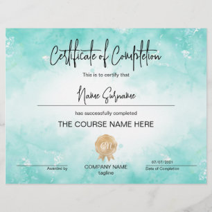 Lámina Curso de Premio de Certificado de Finalización Mod