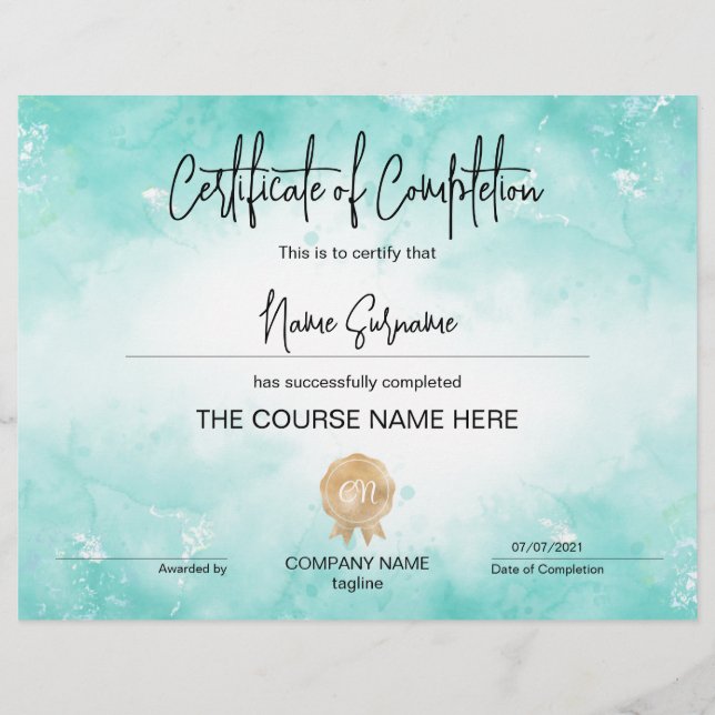 Lámina Curso de Premio de Certificado de Finalización Mod (Anverso)