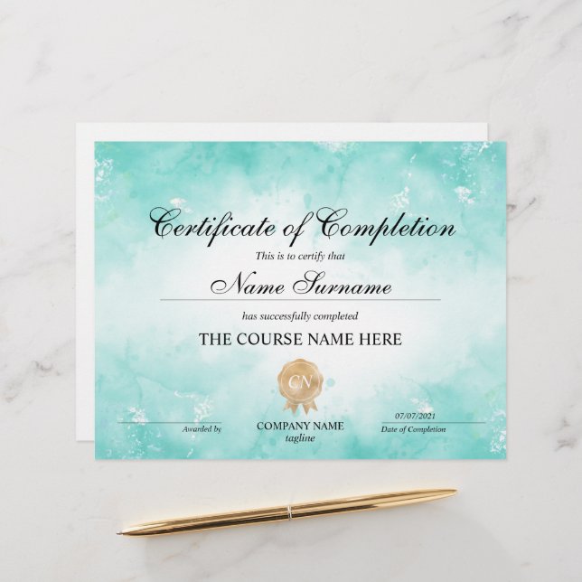 Lámina Curso de Premio de Certificado de Finalización Mod (Anverso/Reverso In Situ)