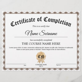 Lámina Curso de Premio de Certificado de Participación