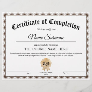 Lámina Curso de Premio de Certificado de Participación