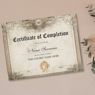 Lámina Curso de Premio de Certificado de Terminación de D