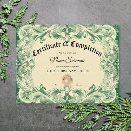 Lámina Curso de Premio de Certificado de Terminación de D