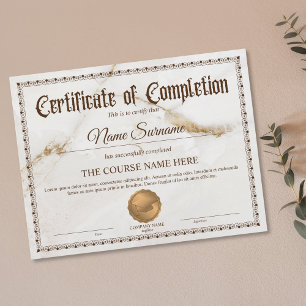 Lámina Curso de Premio de Certificado de Terminación de D