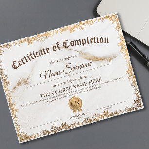Lámina Curso de Premio de Certificado de Terminación de D