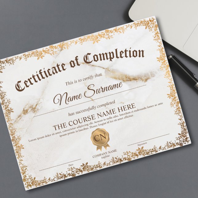 Lámina Curso de Premio de Certificado de Terminación de D (Subido por el creador)