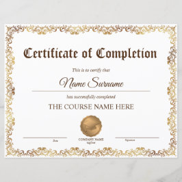 Lámina Curso de Premio de Certificado de Terminación de D