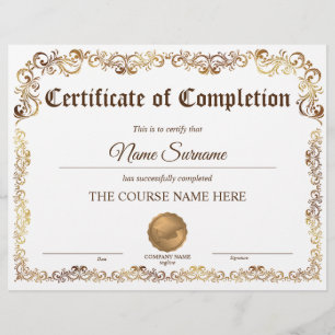 Lámina Curso de Premio de Certificado de Terminación de D
