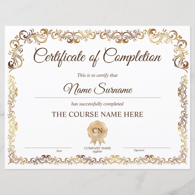 Lámina Curso de Premio de Certificado de Terminación de D (Anverso)