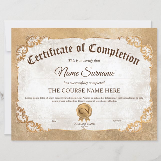 Lámina Curso de Premio de Certificado de Terminación de D (Anverso)