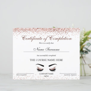 Lámina Curso Lash de Brows de Certificado de Finalización