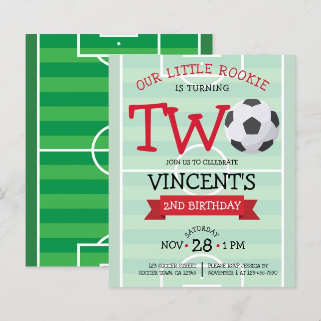 Lámina Curte Soccer Ribbon Presupuesto Invitación de Segu (Anverso / Reverso)