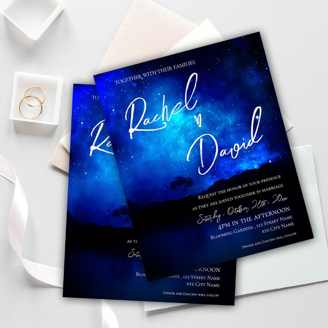 Lámina Curte Under the Stars Night Sky Wedding Invitation (Cute Under the Stars Night Sky Wedding Invitation)