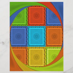 Lámina Curva cuadrada verde dorada roja