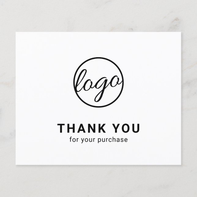 Lámina Custom Logo Black and White Budget Thank You Card (Anverso)