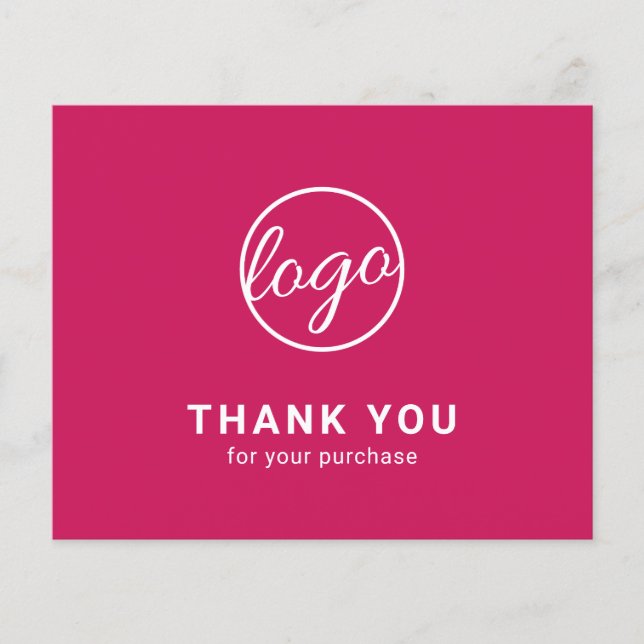 Lámina Custom Logo Dark Pink Budget Thank You Card (Anverso)