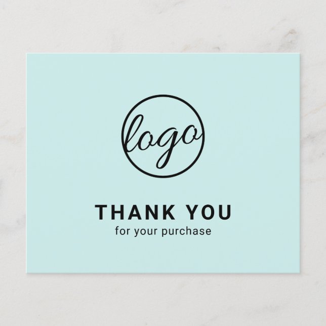 Lámina Custom Logo Turquoise Budget Thank You Card (Anverso)