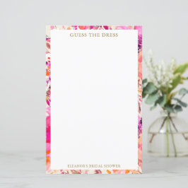 Lámina Custom Pink Floral Guess the Dress Bridal Game