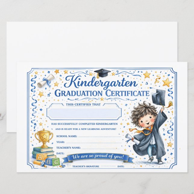 Lámina Customizable Kindergarten Graduate Certificate  (Anverso / Reverso)