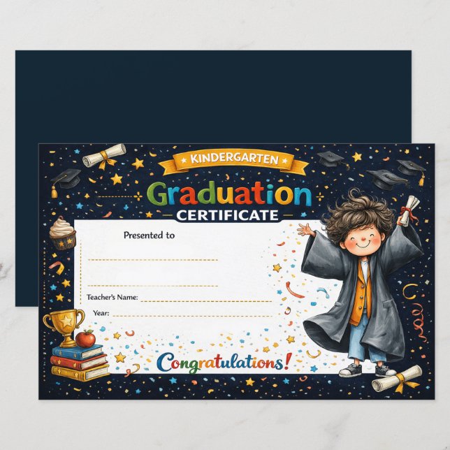 Lámina Customizable Kindergarten Graduation Keepsake (Anverso / Reverso)