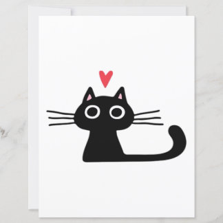 Lámina Cute Black Cat with Heart Kitten Valentine Classi