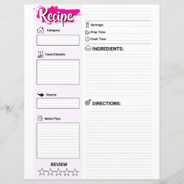 Lámina Cute Blank Recipe Paper Sheet (Full Page Fillable)