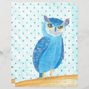 Lámina Cute Bonito Papel escrapbook de búho morado azul