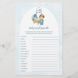 Lámina Cute Boy Blue Nursery Baby Shower Word Scramble