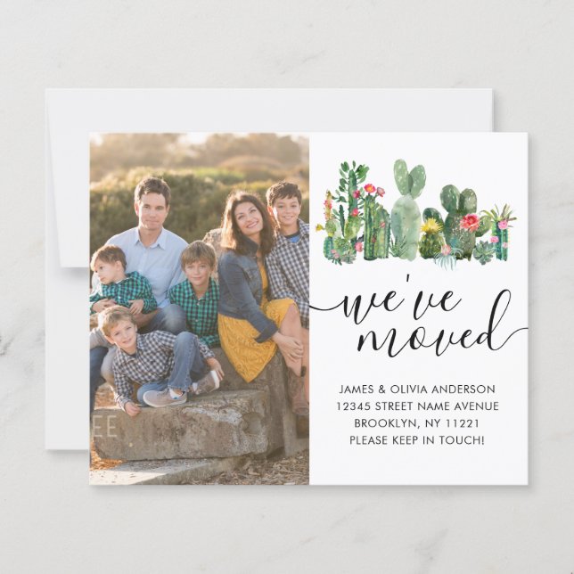 Lámina Cute Cactus hemos movido la Invitación móvil de fo (Anverso)