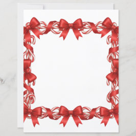 Lámina Cute Candy Cane and Red Ribbon Stationary