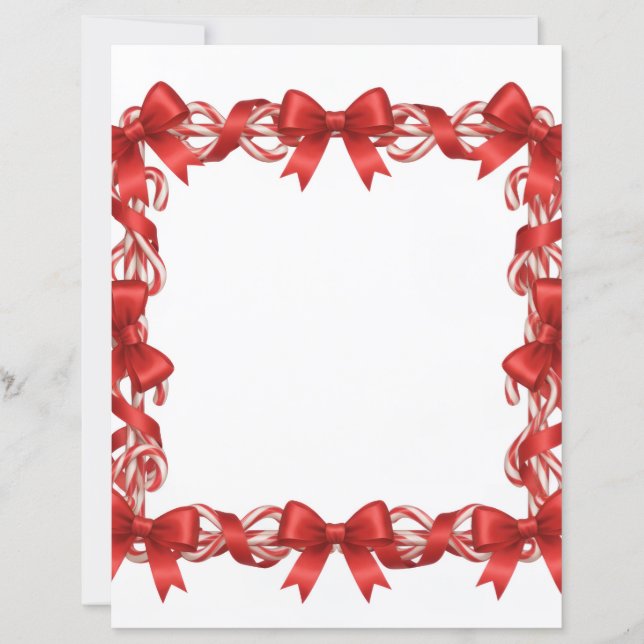 Lámina Cute Candy Cane and Red Ribbon Stationary (Anverso)