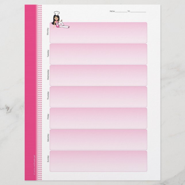 Lámina Cute Chef Weekly Planner (Planificador semanal de  (Anverso)