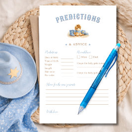 Lámina Cute Cowboy Baby Shower Predictions & Advice Game