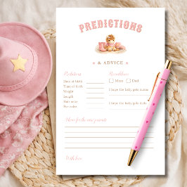 Lámina Cute Cowgirl Baby Shower Predictions & Advice Game