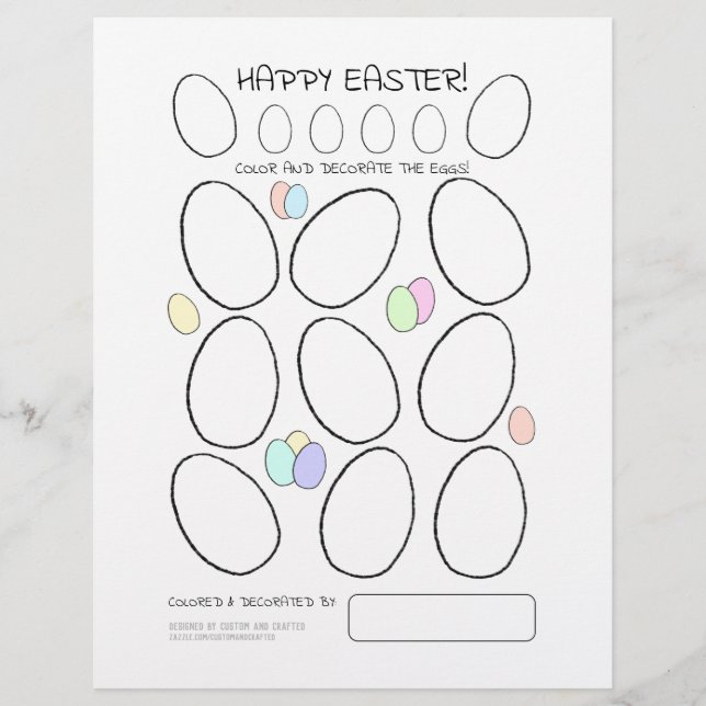 Lámina Cute Easter Egg Coloring Page con Patterback (Anverso)