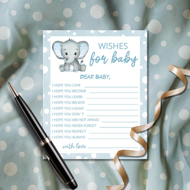 Lámina Cute Elephant Blue Wiers for Baby Card (Subido por el creador)