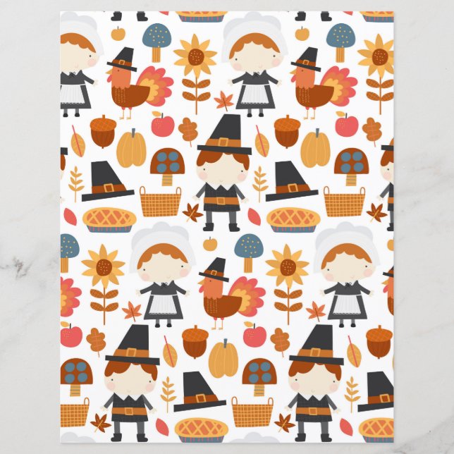 Lámina Cute Fall Papel de cuaderno de palabras de agradec (Anverso)