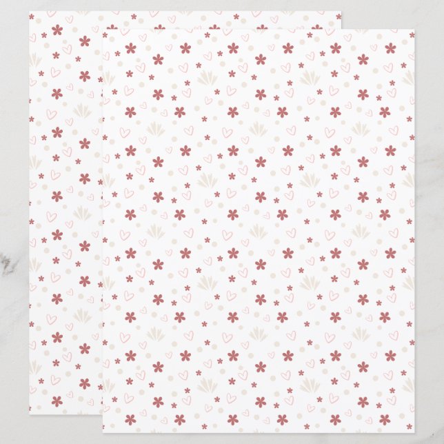 Lámina Cute Flower With Love  Patterned Scrapbook Paper (Anverso / Reverso)